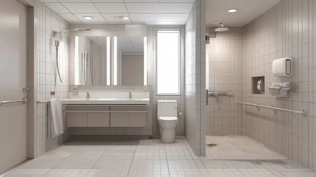 wheelchair accessible bathroom layout and clearances
