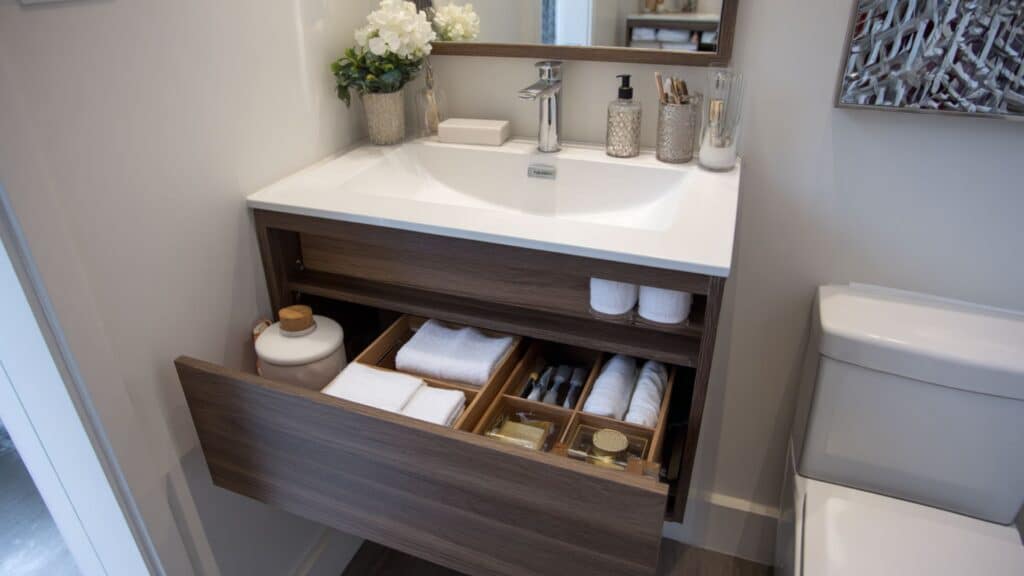 compact vanities with built In storage